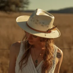 Andromeda Vented Straw Fedora-Stetson Sale