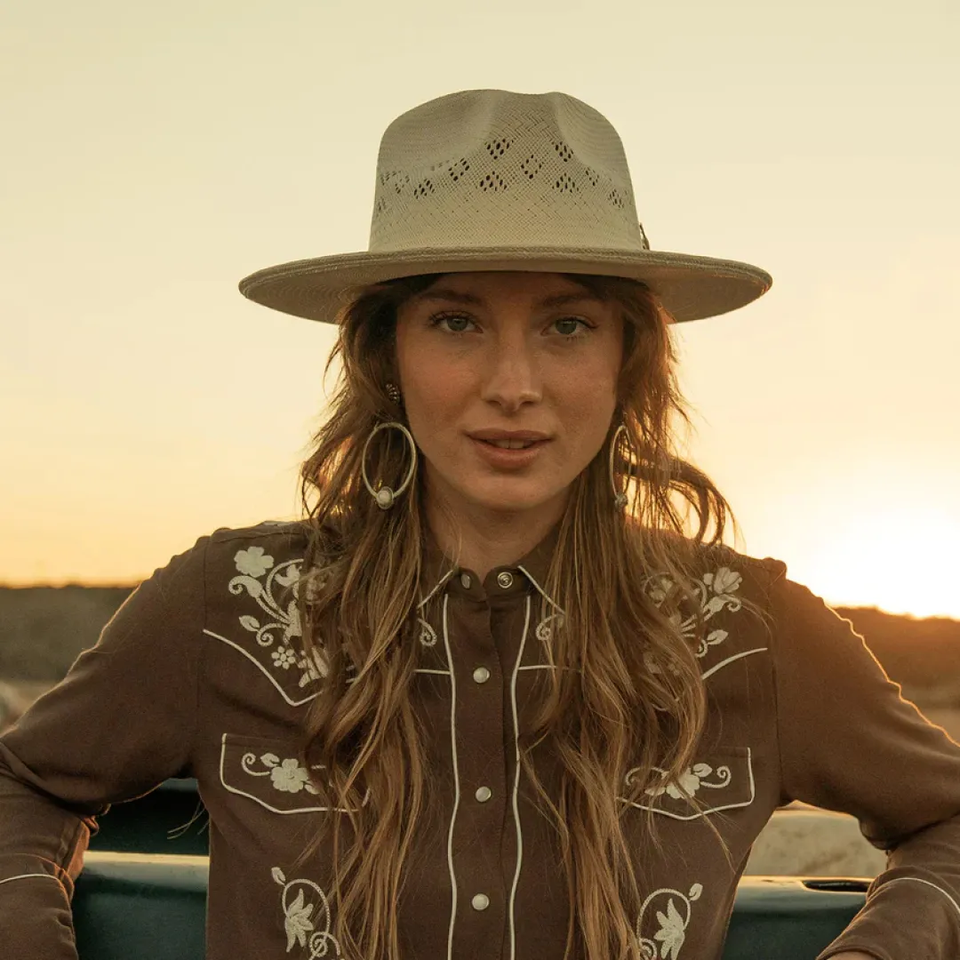 Andromeda Vented Straw Fedora-Stetson Sale