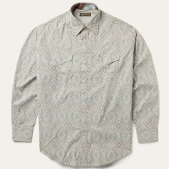 Aqua Paisley Print Western Shirt-Stetson