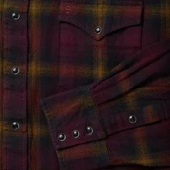 Black Plaid Flannel Western Shirt-Stetson Sale