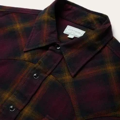 Black Plaid Flannel Western Shirt-Stetson Discount