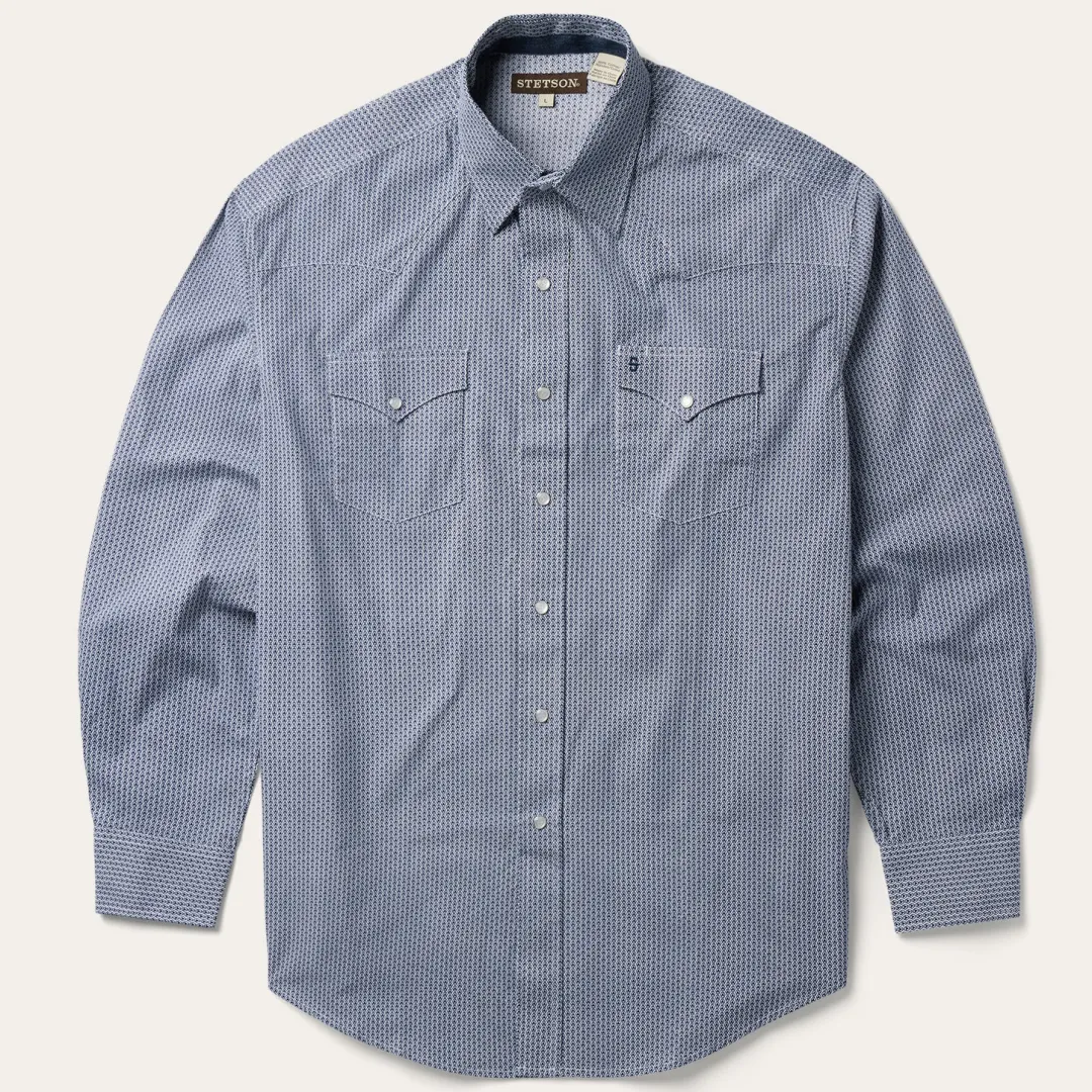 Deco Geo Print Western Shirt-Stetson Hot