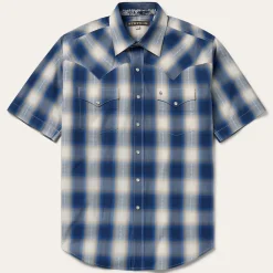 Ombre Plaid Short Sleeve Western Shirt-Stetson