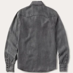 Boyfriend Fit Button Denim Tencel Blouse-Stetson Hot