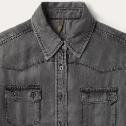 Boyfriend Fit Button Denim Tencel Blouse-Stetson Hot