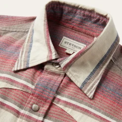 Brushed Twill Striped Shirt-Stetson Hot