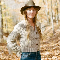 Cream Fringed Cardigan-Stetson Best