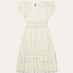 Cream Herringbone Dress-Stetson Outlet