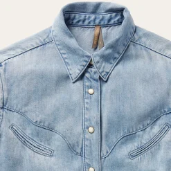 Curved Yoke Western Denim Top-Stetson Clearance