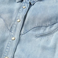 Curved Yoke Western Denim Top-Stetson Clearance