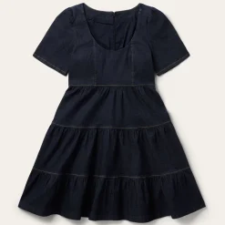 Dark Denim Dress With Contrast Top Stitching-Stetson Discount