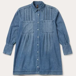 Denim Button Front Shirt Dress-Stetson Clearance