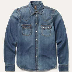 Distressed Denim Shirt-Stetson Clearance