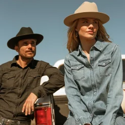 Embroidered Boyfriend Fit Denim Shirt-Stetson Sale