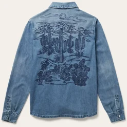 Embroidered Boyfriend Fit Denim Shirt-Stetson Sale