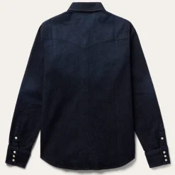 Embroidered Dark Denim Snap Front Blouse-Stetson Discount