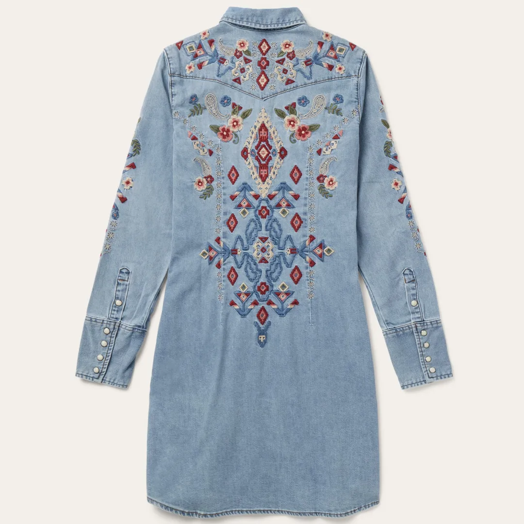 Embroidered Denim Shirt Dress-Stetson