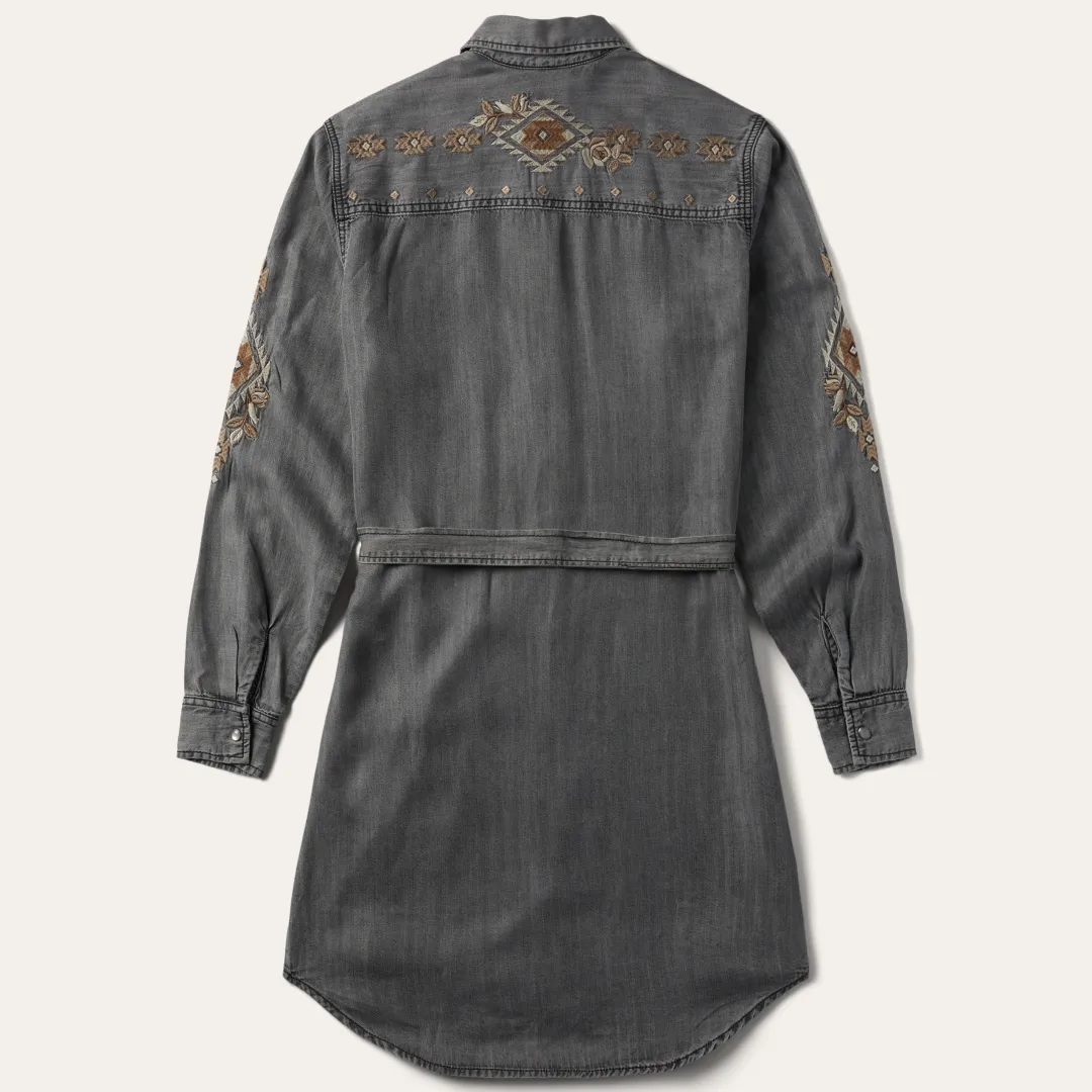 Embroidered Snap Front Shirt Dress-Stetson Discount