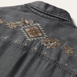 Embroidered Snap Front Shirt Dress-Stetson Discount