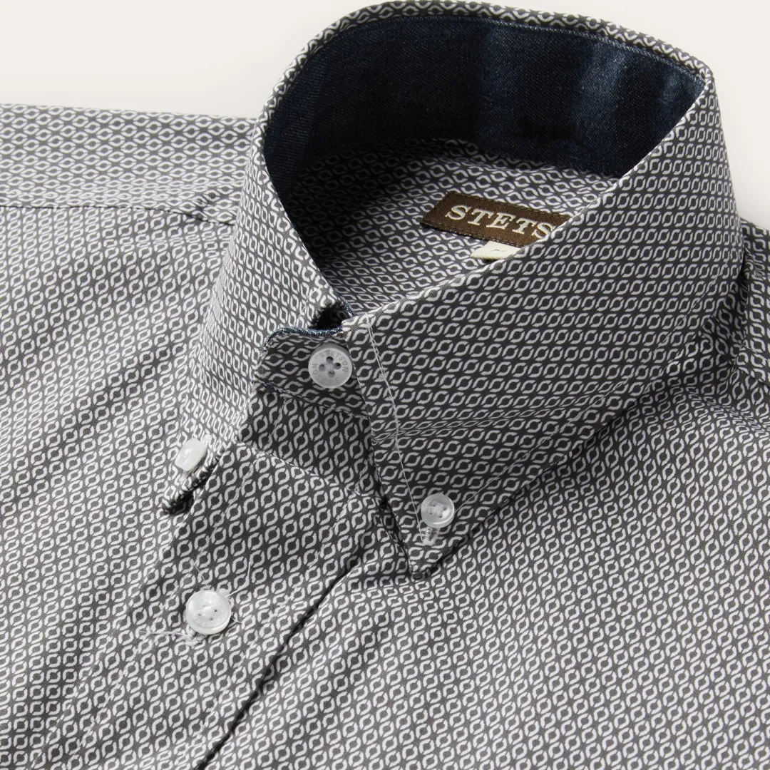 Geo Print Button Front Shirt-Stetson Hot