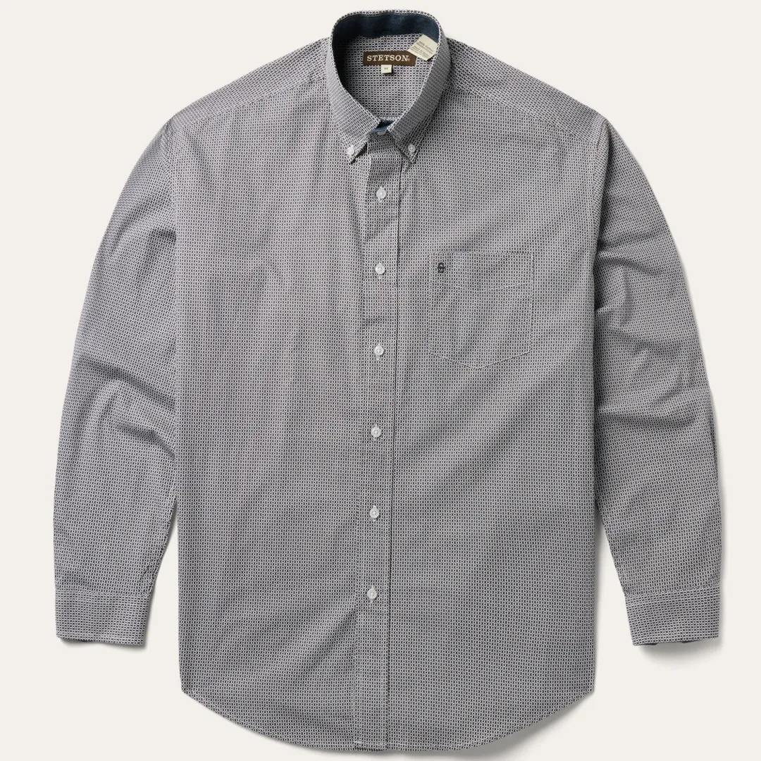 Geo Print Button Front Shirt-Stetson Best