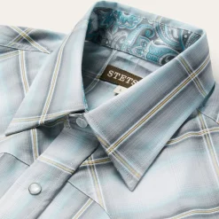 Sky Ombre Plaid Western Shirt-Stetson New