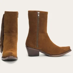 Halle Suede Fringe Side Zip Boot-Stetson Hot