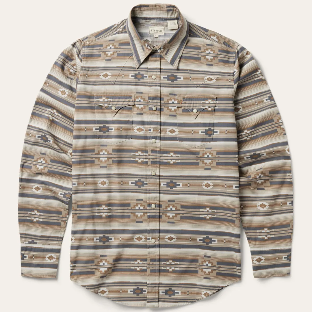 Horizontal Aztec Print Western Shirt-Stetson Best