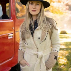 Horseshoe  Star Belted Cardigan-Stetson Online