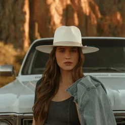 JW Marshall Straw Flat Brim Hat-Stetson