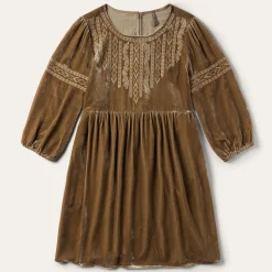 Khaki Velvet Babydoll Dress-Stetson Hot