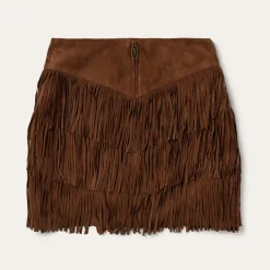 Lamb Suede Fringe Mini Skirt-Stetson