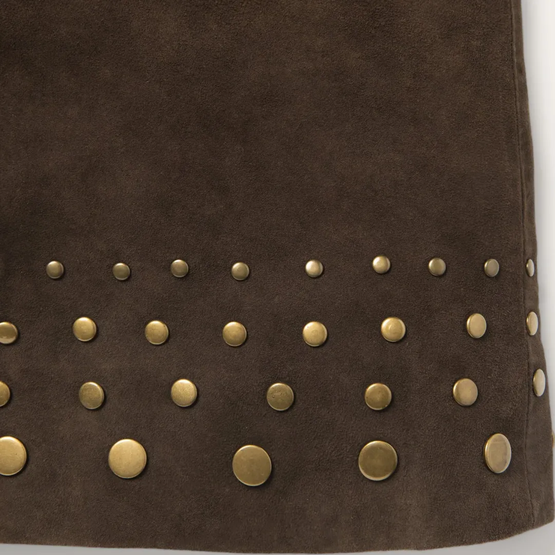 Lamb Suede Skirt with Nailheads-Stetson Discount