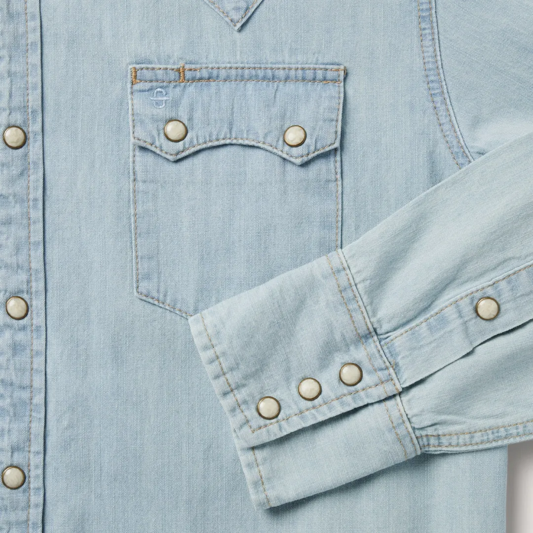 Light Denim Western Shirt-Stetson Sale