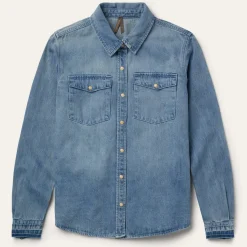 Loose Fit Denim Snap-Front Shirt-Stetson Hot
