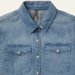 Loose Fit Denim Snap-Front Shirt-Stetson Hot