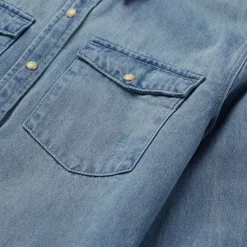 Loose Fit Denim Snap-Front Shirt-Stetson Hot
