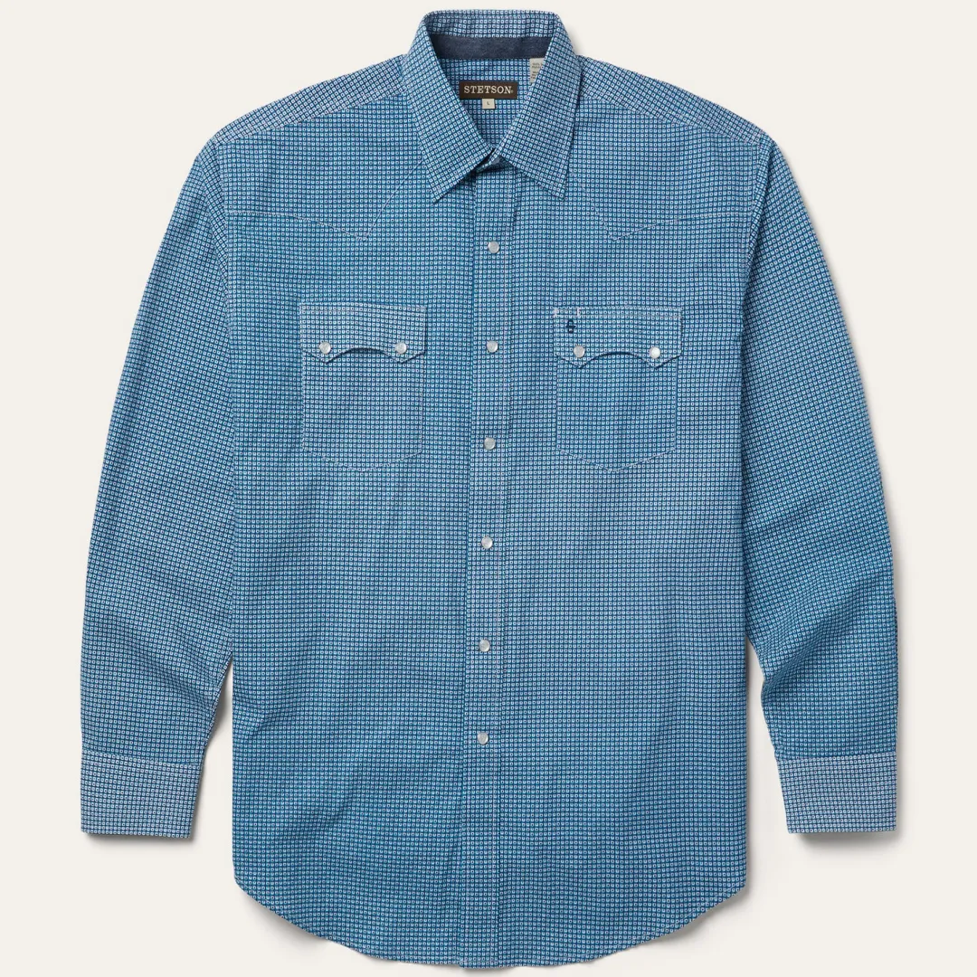 Micro Print Western Shirt-Stetson Outlet