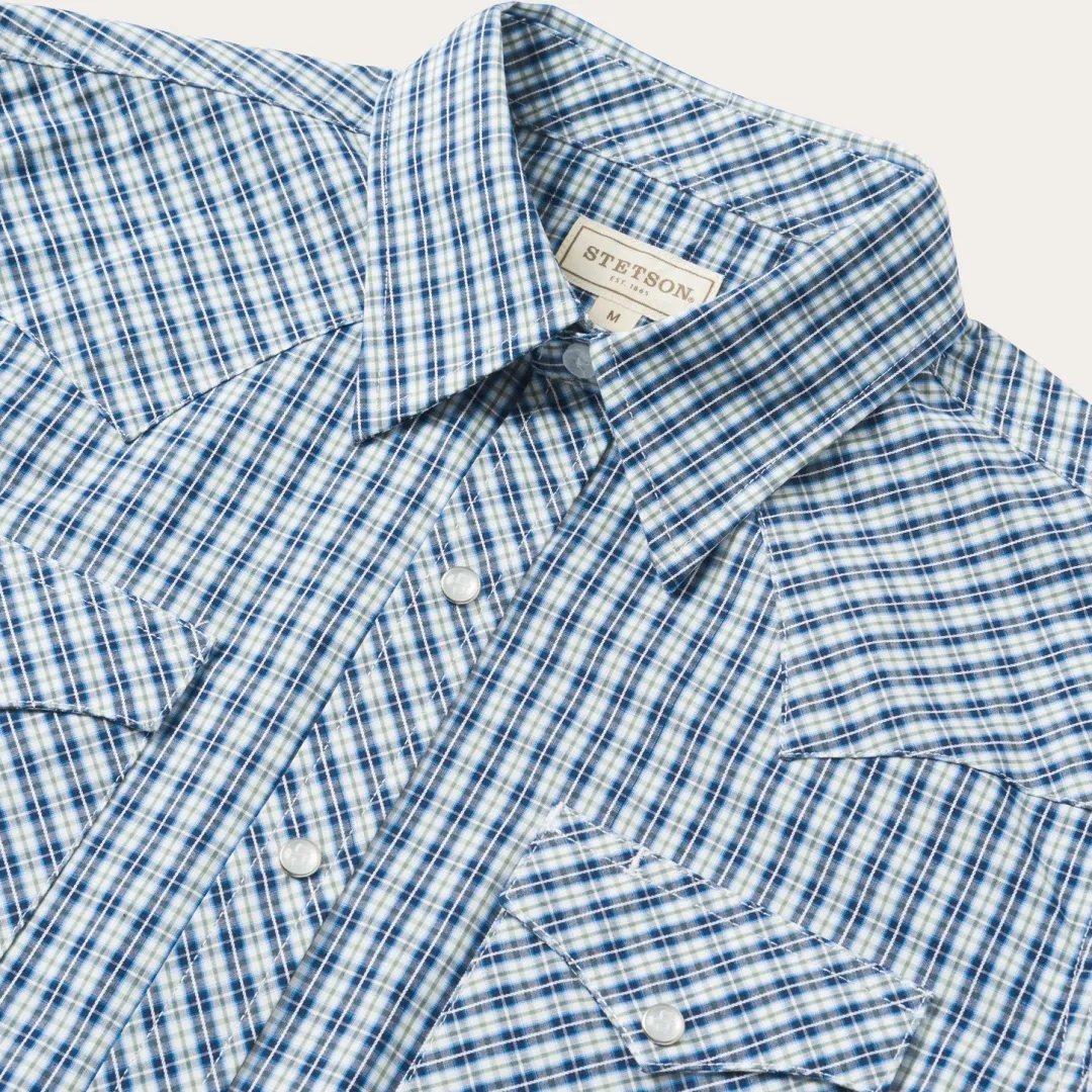 Modern Snap Front Shirt in Mini Check-Stetson Discount