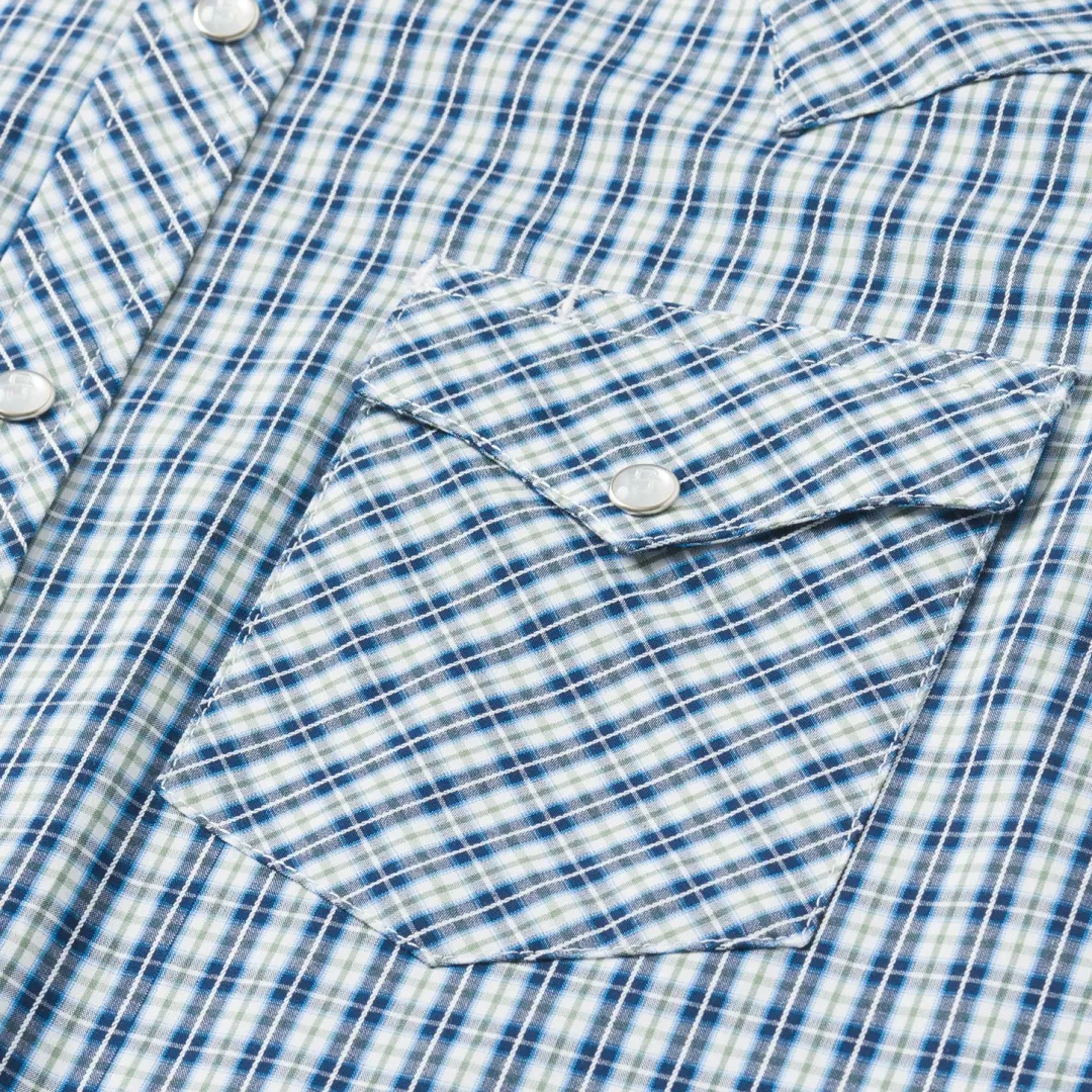 Modern Snap Front Shirt in Mini Check-Stetson Discount