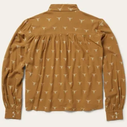Mojave Longhorn Print Poet Blouse-Stetson Clearance