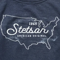 Navy Heather Fleece Knit Hooded Sweatshirt-Stetson Discount