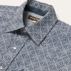 Navy Print Short Sleeve Western Shirt-Stetson Sale