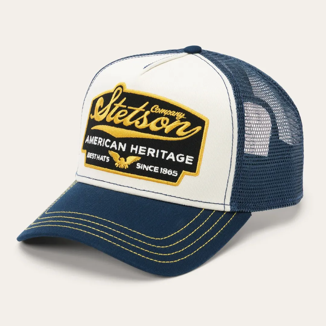 Navy Script Heritage Trucker Cap-Stetson Best