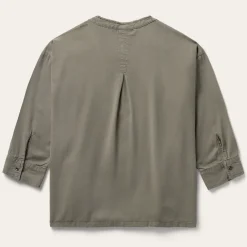 Olive Lyocell Twill Peasant Top-Stetson Sale