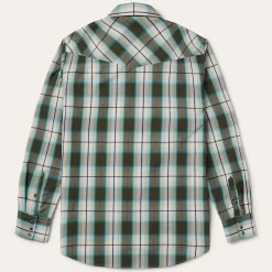 Olive Ombre Plaid Western Shirt-Stetson Clearance