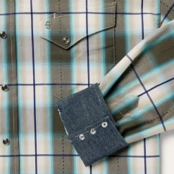 Olive Ombre Plaid Western Shirt-Stetson Clearance