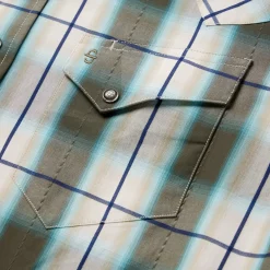 Olive Ombre Plaid Western Shirt-Stetson Discount