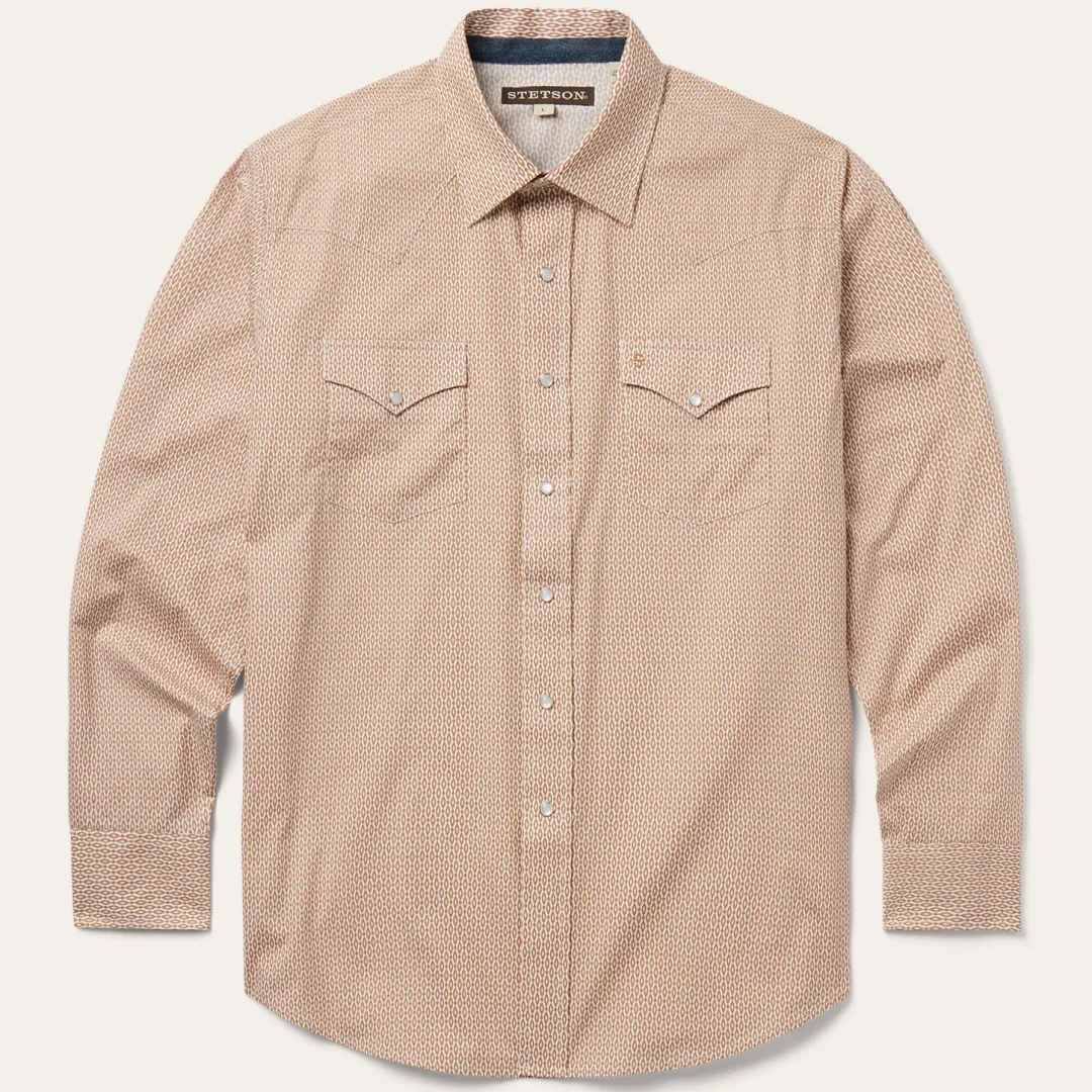 Diamond Print Western Shirt-Stetson Hot