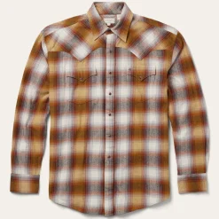 Rust Plaid Flannel Western Shirt-Stetson Clearance